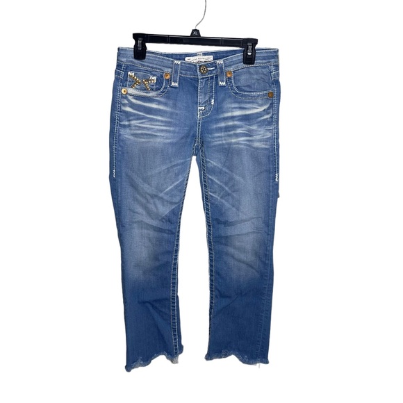Big Star Denim - Big Star Jeans Women’s 28x26 Blue Remy Cutoff Stretch Denim Embellished Low Rise